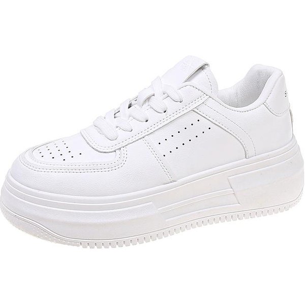 Zapatos Blancos PequeñOs De Cuero Suave VersióN Coreana De Primavera Y OtoñO Para Mujer, Zapatos Deportivos Casuales Blancos De Moda Muffin Con Suela Gruesa Para Mujer 40 Blanco-image