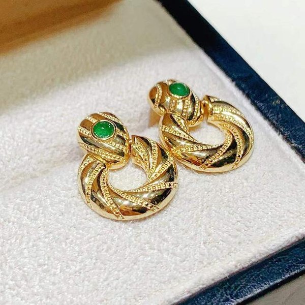 Pendiente De Oro De 14K Con Diamantes Para Mujer, Aros Finos Para Mujer, Oreja Orecchini, Pendiente De Oro Amarillo De 14K A La Moda Con Piedras Preciosas Para Mujer Oro-image