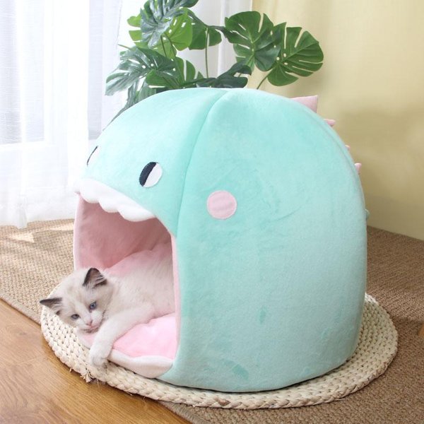 2021 Nueva Casa Cueva Para Gatos Cama Para Mascotas Tienda Tumbona Cesta Para Perros Colchoneta Cachorros Gatitos Casa CáLida Y Acogedora Perrera CojíN Suministros Cama Para Gatos M(34X34X29Cm)-image