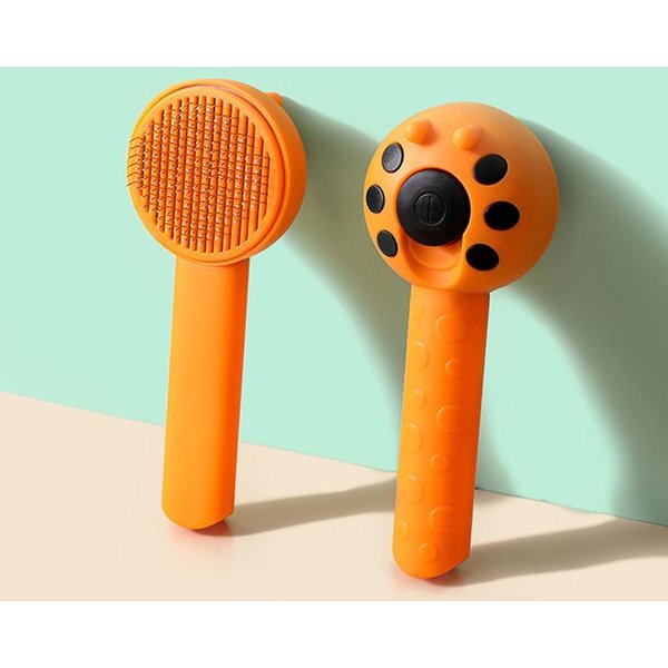 Peine Para Quitar El Pelo De Mascotas, Cepillo Para Gatos, Cepillo Rebanador De Autolimpieza Para Gatos Y Perros, Rascador, Herramienta De Aseo Para Mascotas, Accesorios Para Gatos Naranja-image