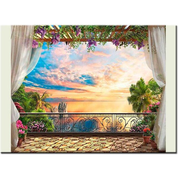 Diy Diamante Pintura Punto De Cruz Diamante Bordado Mar Paisaje JardíN 20X30CM-image