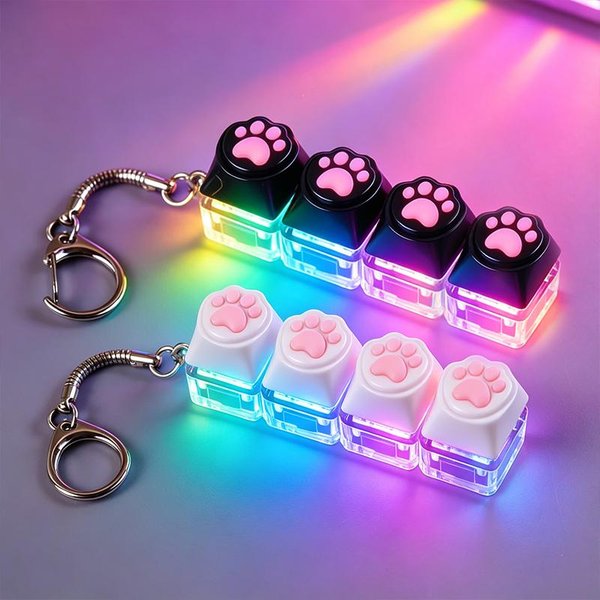 @2P Brelok Do Kluczy Z PodśWietlaną Cichą Klawiaturą, Naciskany Przycisk LED Fidget Toy, Ulga W LęKu, Dekoracja Biurka, Idealny Prezent Urodzinowy-image