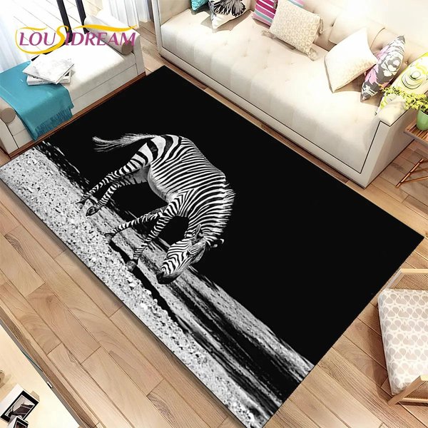 Dywan Zebra Wild Animal DużY, Dywan Do Salonu Sypialni Kuchni Wycieraczka Dekoracja, Dzieci Bawią Się AntypośLizgowa Mata PodłOgowa 40X60Cm(15X23In)-image
