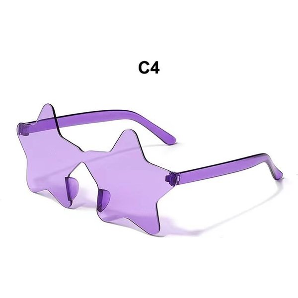 Nowe Bezramkowe PięCioramienne Gwiazdy Okulary PrzeciwsłOneczne Damskie Projektant Kolorowe Cukierkowe Okulary PrzeciwsłOneczne MęSkie Outdoor Hip-Hop Okulary UV400 As Shown In The Figu-image