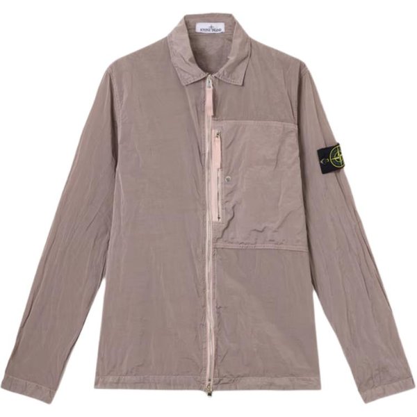 Stone Island Ss25 Nylon Metal Jednolity Naszywka Z Logo Kurtka Na Zamek DłUgi RęKaw MęSka Kurtka Antique-Rose K1S1512000-05S0019-V0082 L-image