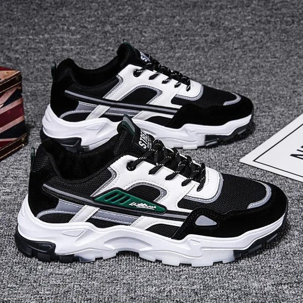 MęSkie Buty Sportowe Modne Buty Casualowe MęSkie OddychająCe Siateczkowe Buty Do Biegania Trampki Outdoor AntypośLizgowe Buty Tenisowe Zapatillas De Hombre 41 Black-image