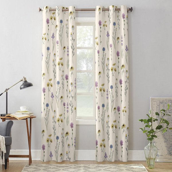 ZasłOny Z LiśCi KwiatóW Akwarelowych Do Sypialni, Salonu, ZasłOny Okienne, Rolety, WystróJ Kuchni I Domu 135W X 160H(Cm) X1 White-image