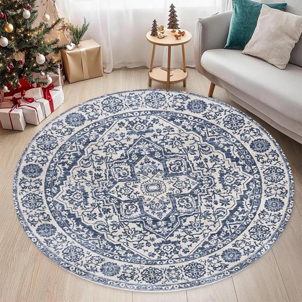 Wykwintny OkrąGłY Dywan WzóR Mandali Dywan W Stylu Vintage Do Salonu Sypialni Dekoracja Domu WytrzymałA Mata 40X40CM-image