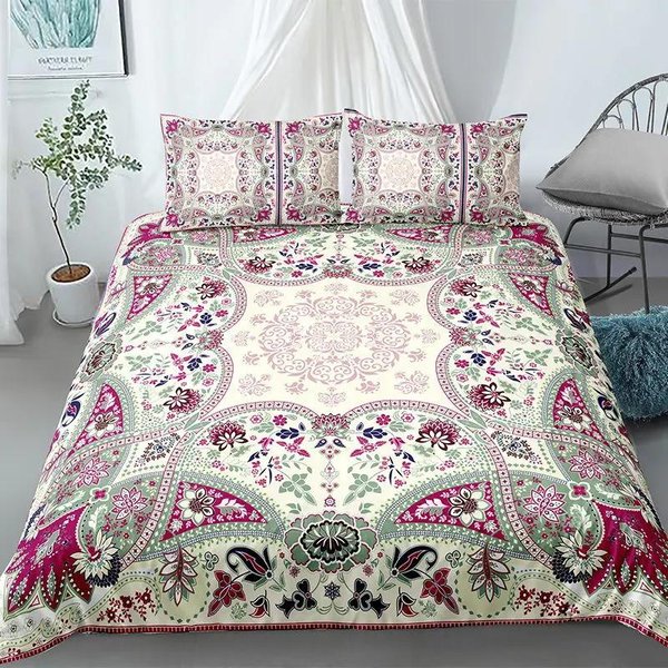 Zestaw PośCieli Mandala Bohemian Poszewka Na KołDrę KróL KróLowa PełNy Poliester Poszewka Na KołDrę BliźNiak Pikowana Narzuta Na łóżKo EU Single(135X200Cm)-image