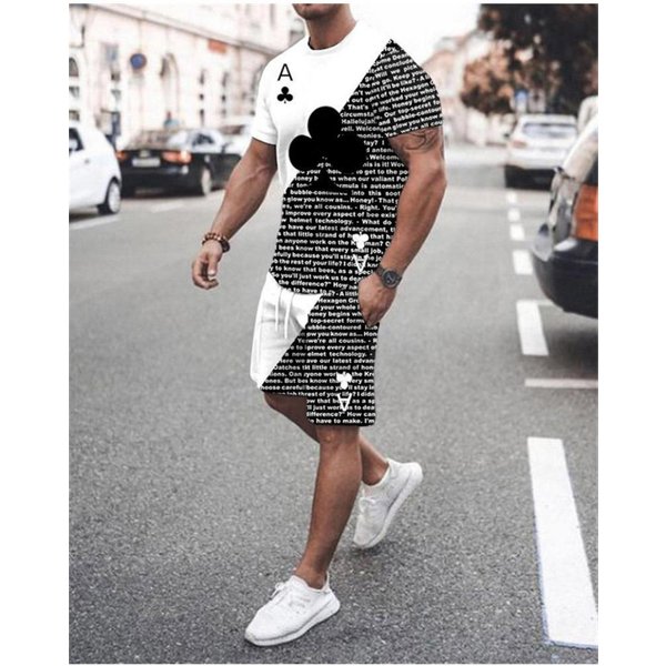 Ropa Deportiva Para Hombre, Conjuntos Para Hombre, CháNdales Con Estampado 3D, Ropa Informal, Pantalones Cortos Y Camisetas, Conjunto De Sudaderas, CháNdal De Verano, Conjuntos Para Hombre 6XL White-image
