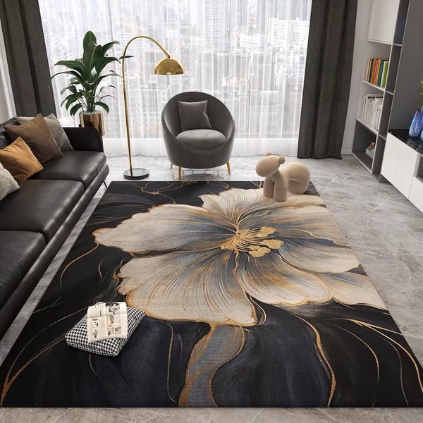 Alfombra De Lujo Para Sala De Estar Resistente A Las Manchas FáCil De Limpiar Alfombra Para Sofá Dormitorio Cama Mesilla Alfombra Para Oficina DecoracióN Del Hogar 80*120Cm-image