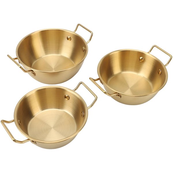Platos Para Salsa Acero Inoxidable Redondo Cuenco Para Mojar Plato Para Condimentos Con Asa Para Aperitivo Salsa De Soja L-image