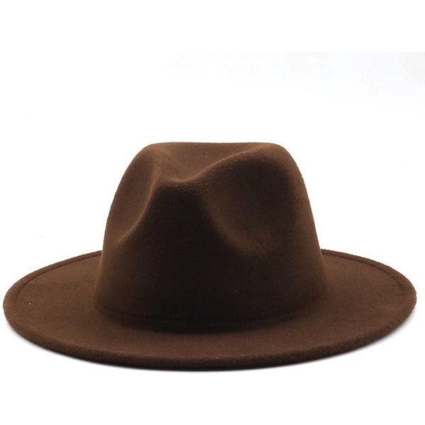 Nowy Brytyjski Styl Zimowy DziecięCy WełNiany Jednolity Klasyczny Kapelusz Fedora ChłOpiec Dziewczynki Kapelusz Panama Jazzowy DużE Szerokie Rondo DużY Czarny Fedoras 52-54CM Child 52-54CM-image