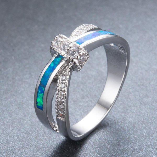 Anillo VersáTil De Estilo Lujo Ligero Con Incrustaciones De Diamantes Y Cruz Azul No. 12 Gray-image