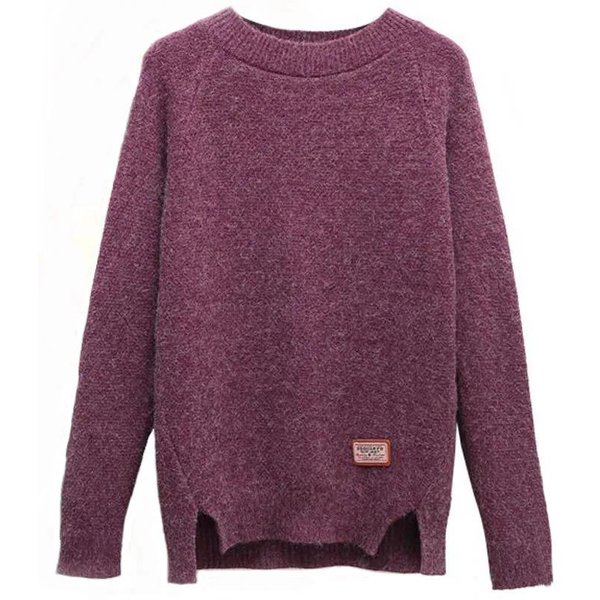 SuéTeres De Mujer Jersey De Punto OtoñO Invierno Tops Holgados SuéTer Femenino Suave CáLido SuéTer De Punto Manga Larga Cuello Redondo S BorgoñA-image