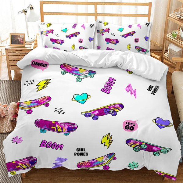 Poszwa Na KołDrę Skateboard Mikrofibra Sporty Ekstremalne Gra Zestaw PośCieli Astronauta Kosmonauta Skateboard Poszwa Na KołDrę Dla ChłOpcóW NastolatkóW EU Single(135X200Cm)-image