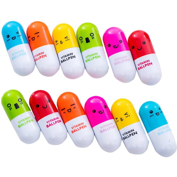 BolíGrafos Con Forma De PíLdora, Escritura MáS Suave, RetráCtiles, Mini, PortáTiles, Lindos BolíGrafos Con Forma De PíLdora De Dibujos Animados Para-image