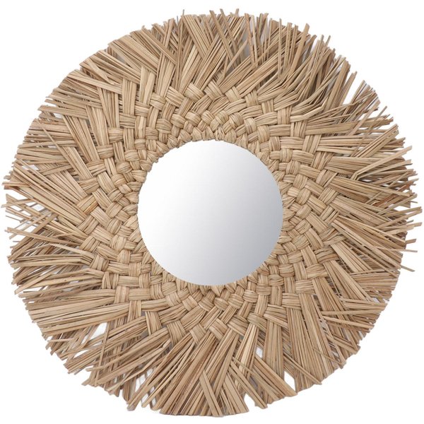 Espejo De Pared Tejido De Paja Retro Hermoso Espejo Colgante De Pared Tejido Para DecoracióN De Dormitorio Naturaleza-image