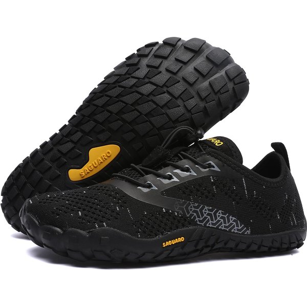 Nowe Szerokie Buty Barefoot Dla MężCzyzn Outdoor Trail Running Minimalistyczne Buty Do Chodzenia Po PlażY Lekkie I OddychająCe Trampki Turystyczne 42 Black-image