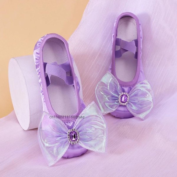 DziewczęCe Buty Do TańCa Z MięKką Podeszwą, Balet Dla Dzieci, Buty Do TańCa Dla NiemowląT, Urocze WystęPy Sceniczne, Buty Do TańCa ŁApki Kota 27 Fioletowy-image
