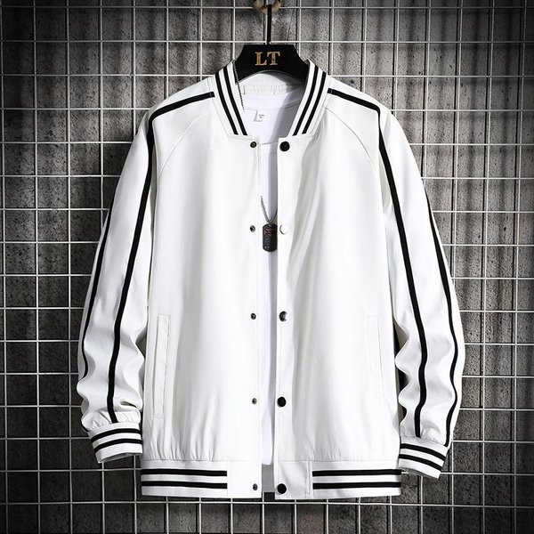 Primavera Y OtoñO Nuevo Hombre Moda Bolsillo Empalme Color SóLido Cuello BéIsbol Chaqueta Casual Abrigo Guapo Suelto 3XL Gray-image