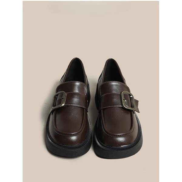 Autentyczne SkóRzane Mokasyny Damskie Buty Wiosna Nowe Wsuwane Pompy Z MięKką Podeszwą Buty SkóRzane W Stylu Brytyjskim Buty Mary Jane 39 Gray-image