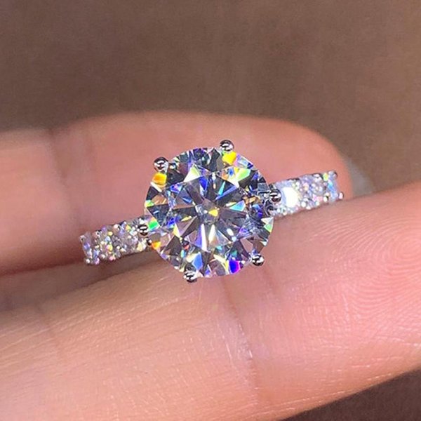 Huitan Anillo De Dedo De Lujo De Moda Para Mujer Anillos De Compromiso De Boda Accesorios Con Piedra CZ Brillante Anillo De Propuesta JoyeríA 6-image
