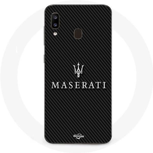Funda - Maniacase - Samsung Galaxy A20E - Maserati - Fondo De Carbono - Silicona Negra Negro-image