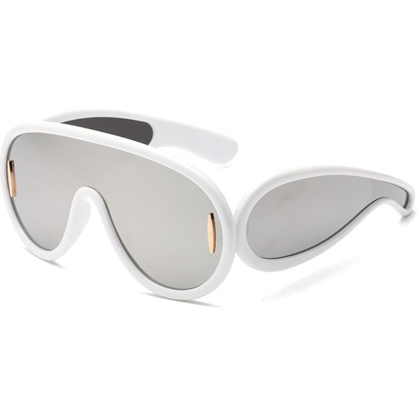 Sportowe Punkowe Oversize Okulary PrzeciwsłOneczne Steampunk Y2K Ochrona UV400 Unisex Luksusowa Marka Okulary Dla Kobiet MężCzyzn White-image