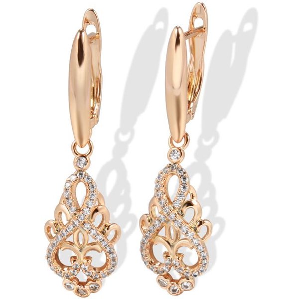 Pendientes Largos Colgantes Flor De Cristal De Moda Para Mujer ZircóN Natural Color Oro Rosa ÉTnicos Novia JoyeríA Fina Diaria White-image
