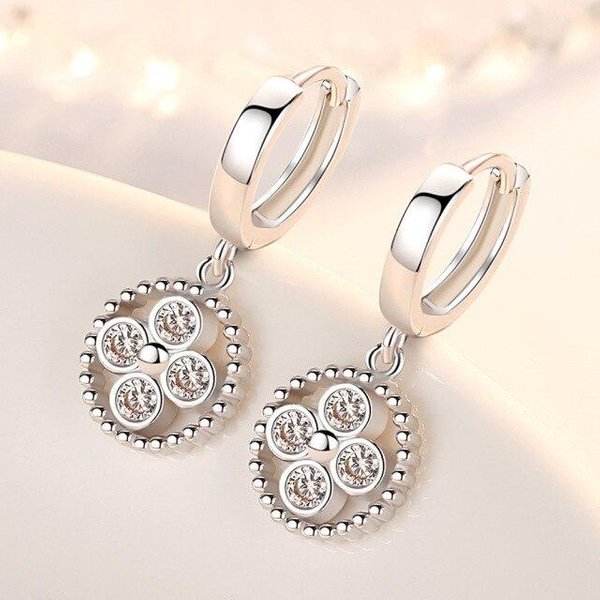 Nuevos Pendientes De Plata De Ley 925 Para Mujer Pendientes GeoméTricos Colgante De CíRculo Moda Combinable Alta Calidad Circonita Par Pendientes JoyeríA Regalo-image