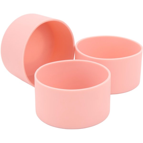 3 Szt. Ochronny Silikonowy Ochraniacz AntypośLizgowy Odporny Na Wysokie Temperatury RęKaw Na Dno Butelki Na Wodę RóżOwy Pink-image