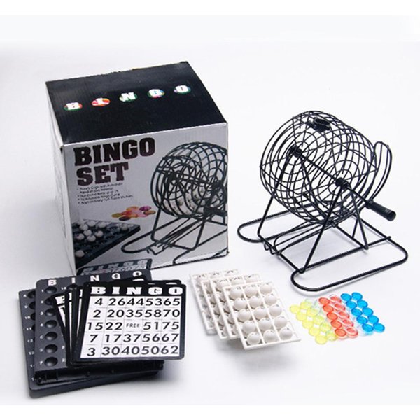 Zestaw Do Gry Deluxe Bingo Z Metalową OkrąGłą Klatką, 75 Numerowanych Kulek, 150 ZnacznikóW Bingo, Metalowe Bingo Czarny-image