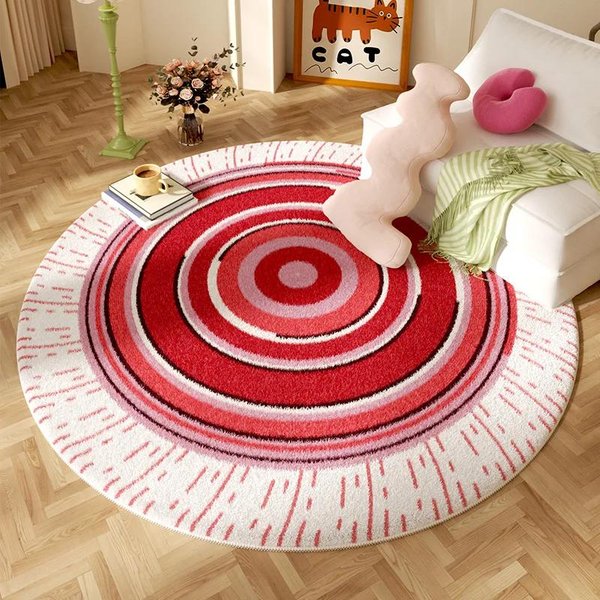 OkrąGłY Dywan Do Sofy Lub Stolika Kawowego, MięKki Pluszowy Dywanik Przy łóżKu, Dywan PodłOgowy Do Salonu Diameter 100Cm(39In)-image