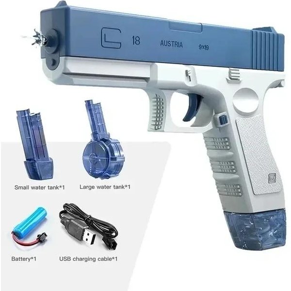 Pistolas De Agua De Verano Juguete De Juego Pistola De Agua Totalmente AutomáTica De Disparo Continuo Pistola De Agua EléCtrica TiburóN Pistola De Spray De Agua De Gran Capacidad-image
