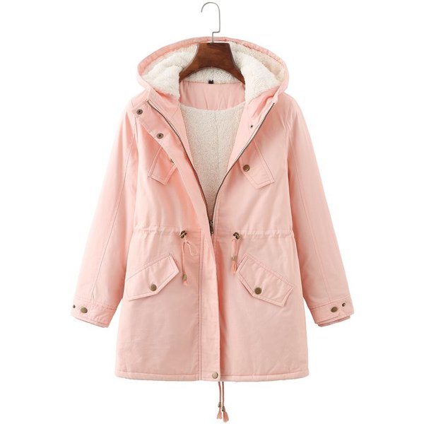 Kurtka Damska Z Polaru Z Kapturem I BawełNianą Podszewką Xxxl Beige-image