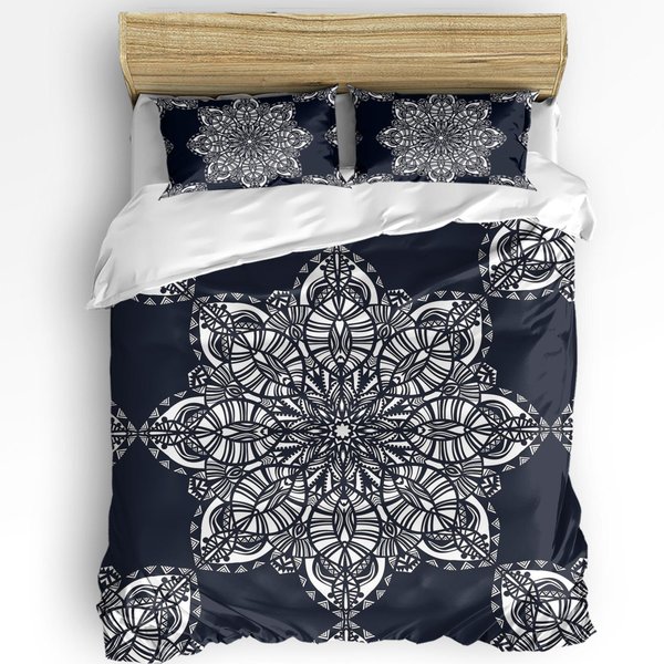 Funda NóRdica Mandala Acuarela Morada Ropa De Cama ColeccióN Textil Hogar Funda De Colcha Fundas De Almohada HabitacióN ColeccióN De Ropa De Cama Doble Sin Lino EU Single(135X200Cm)-image