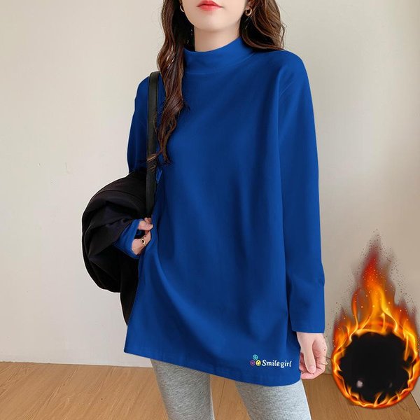 Camiseta Interior Blanca De Manga Larga Para Mujer, OtoñO E Invierno, Nueva VersióN Mediana Y Larga Que Cubre Los GlúTeos, Camiseta BáSica M-image