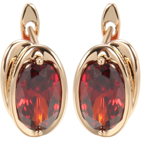 Pendientes Colgantes De Zirconita Roja Natural De Lujo Para Mujer Color Oro Rosa Pendientes Grandes De Moda JoyeríA Fina Para Novia Boda Beige-image