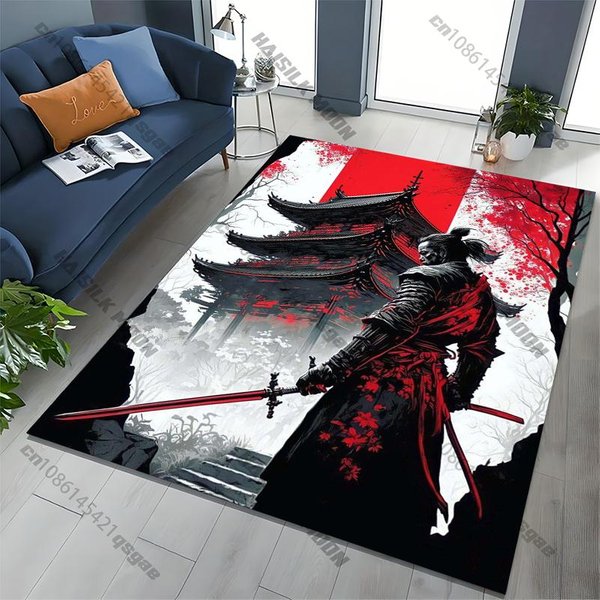 JapońSki Dywan Obszarowy Samurai Spirits, Dywan Do Domu Salon Sypialnia Sofa Wycieraczka Dekoracja Kuchenna, Mata PodłOgowa AntypośLizgowa 40X60Cm (16X24In)-image