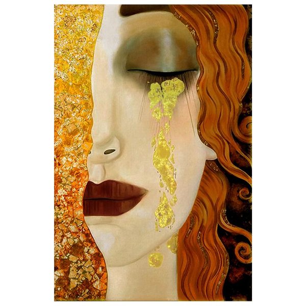Art Gustav Klimt ZłOte łZy I PocałUnek Obraz Olejny Na PłóTnie Plakaty I Druki Cuadros Obrazy Na śCianę Do Salonu 50X75Cm No Frame Banan żółTy Kolor-image