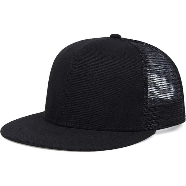 Modna MęSka Czapka Baseballowa GłAdka Siatkowa Kamuflaż Jednolity Kolor Hip Hop Czapka Outdoorowa Sportowa Daszek Snapback Czapki Truckerki Black-image