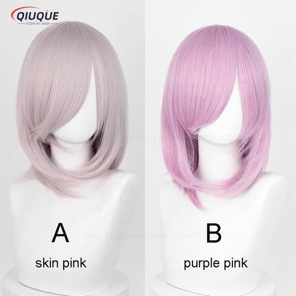 54 Kolory 40CM Peruka Cosplay ŚRednia Grzywka Podstawowa Czarny BiałY Czerwony RóżOwy Zielony BrąZowy ZłOty Niebieski Odporna Na CiepłO WłOsy Peruki Anime + Czepek B-image