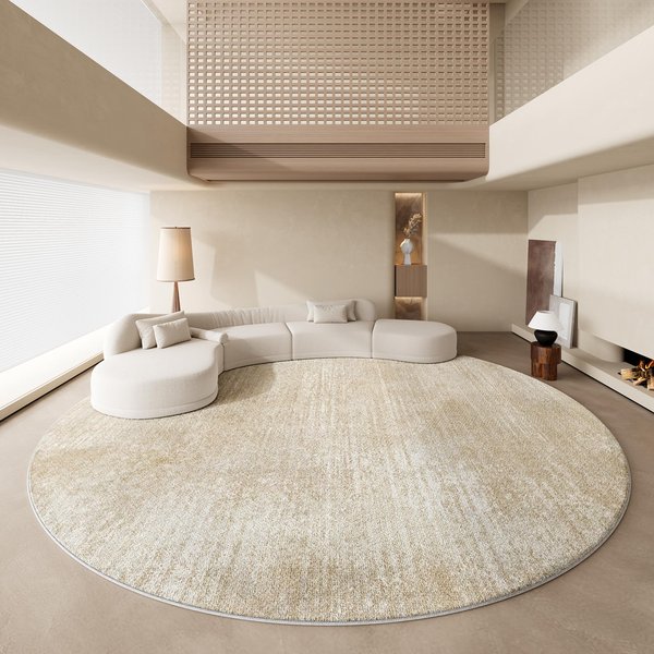 Alfombras Estilo Crema Para Dormitorio Alfombra Mullida Suave De Noche DecoracióN De Sala De Estar De Lujo Ligero Alfombra Redonda Alfombra Gruesa De Felpa Para El Hogar 200X200Cm-image