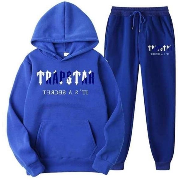 Trapstar MęSki Komplet: Bluza Z Kapturem I Spodnie Dresowe Z Nadrukiem Liter. Medium Blue-image