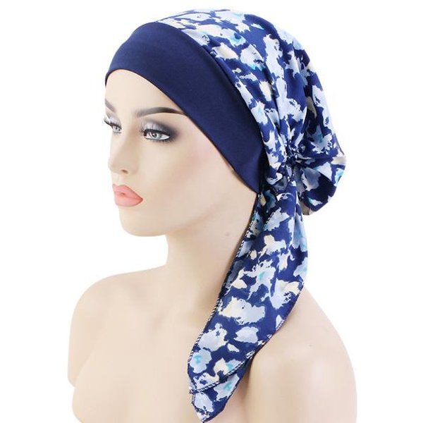 Kobiety Drukowane WstęPnie WiąZane Chusty Na GłOwę Elastyczny Turban Damski Rak Kapelusz Po Chemioterapii OsłOna Przed Wypadaniem WłOsóW Opaska Na GłOwę Nakrycia GłOwy RozciąGliwa Chustka Beige-image