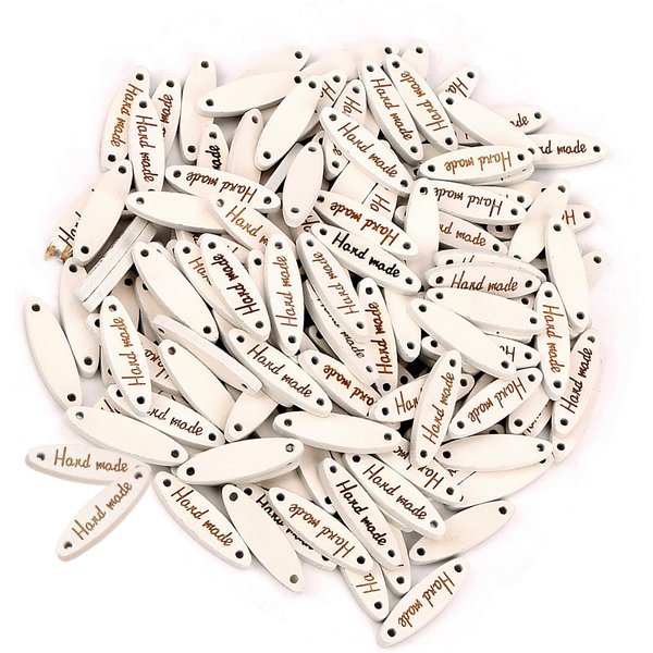 100 Sztuk Owalne Drewniane RęCznie Robione Guziki 2-Dziurkowe Etykietka Do Metki Szycie DIY Scrapbooking RęKodziełO White-image