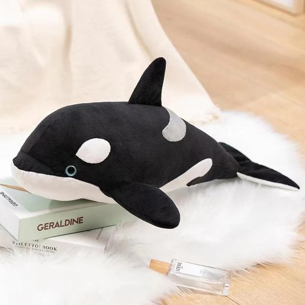 Juguetes De Peluche De Orca Asesina Y TiburóN Blanco Simulados De 40/50 Cm Para BebéS Y NiñOs, Lindos, Encantadores, Suaves, MuñEcos Rellenos, Animales Marinos De Peluche 40Cm-image