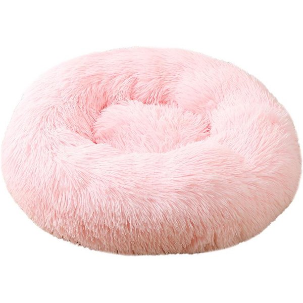 Cama Redonda Para Mascotas De 40 A 90 Cm Para Perros Grandes, Cama SúPer Suave Para Gatos, Casa De Perro De Felpa Larga Para Perros Medianos, Casa CáLida Para Dormir En Invierno 40Cm Rosa Claro-image