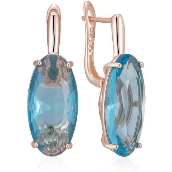 Pendientes Colgantes Ovalados Grandes Azules Brillantes Para Mujer Color Oro Rosa Con Circonita Natural JoyeríA Fina Diaria De Alta Calidad Gray-image